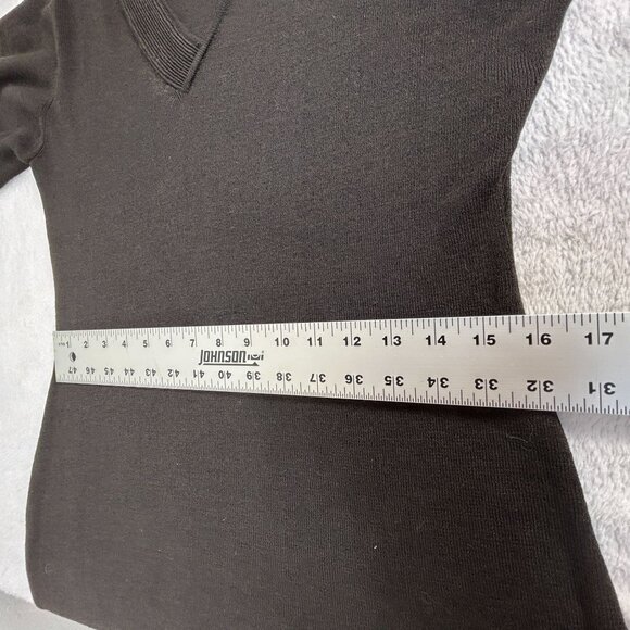 Emanuel Ungaro Womens Long Sleeve V-Neck Shift Dress Large Black Knit Pullover - Picture 6 of 7